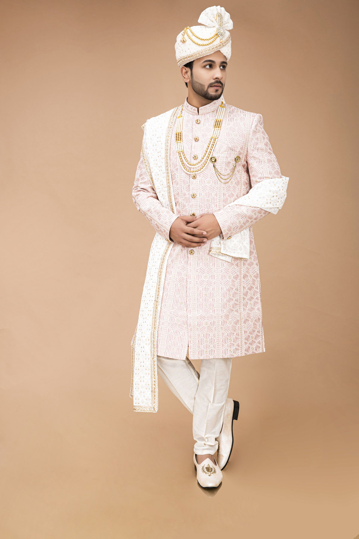 Elegant Blush Pink Nawabi