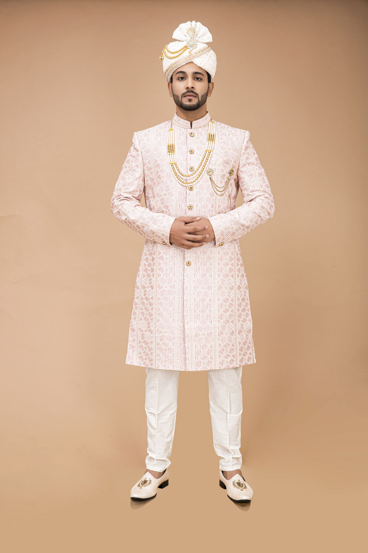 Elegant Blush Pink Nawabi