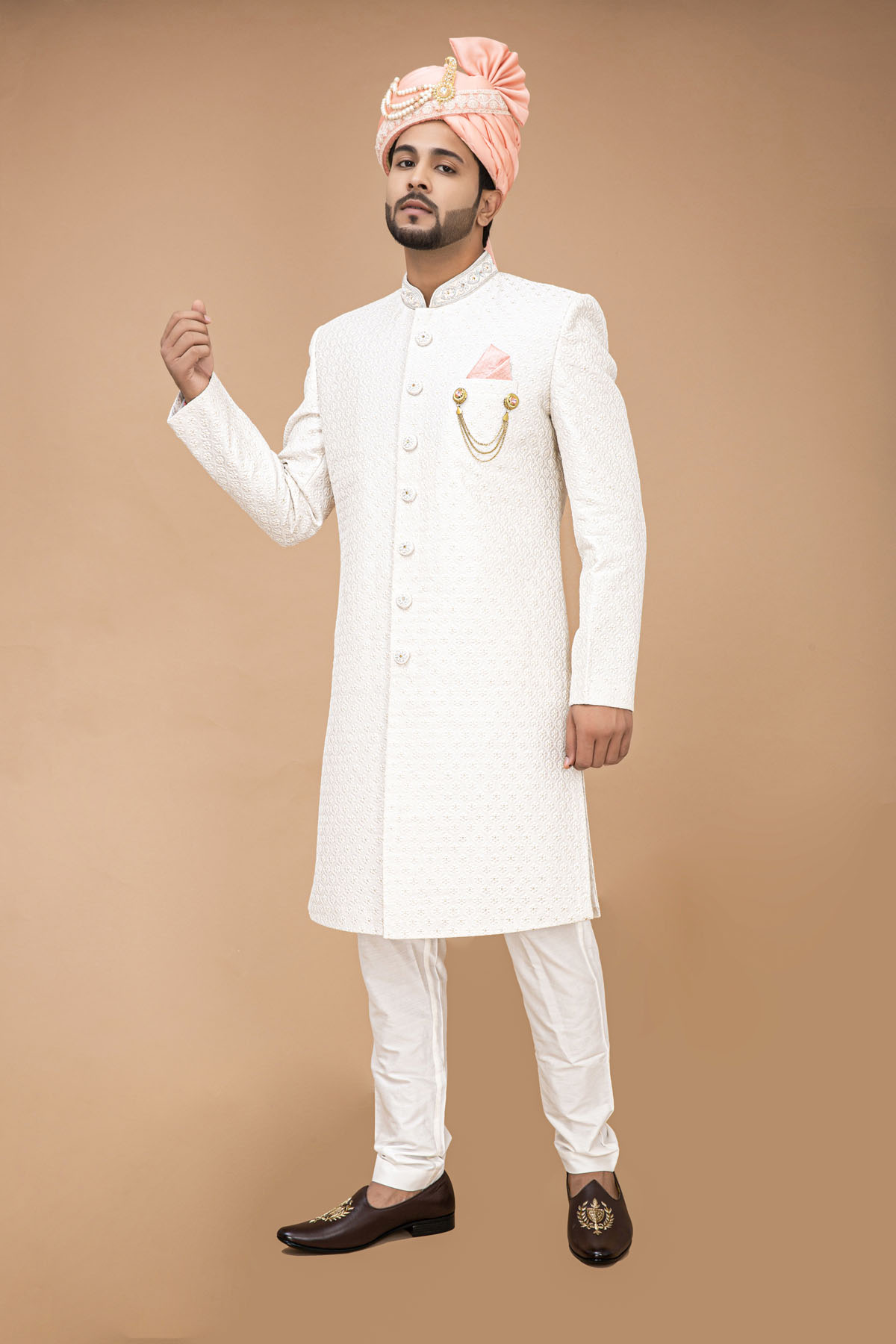 Floral White Nawabi