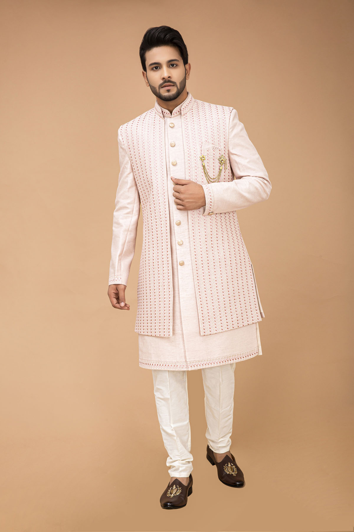 Pastel Pink Nawabi with Long jacket