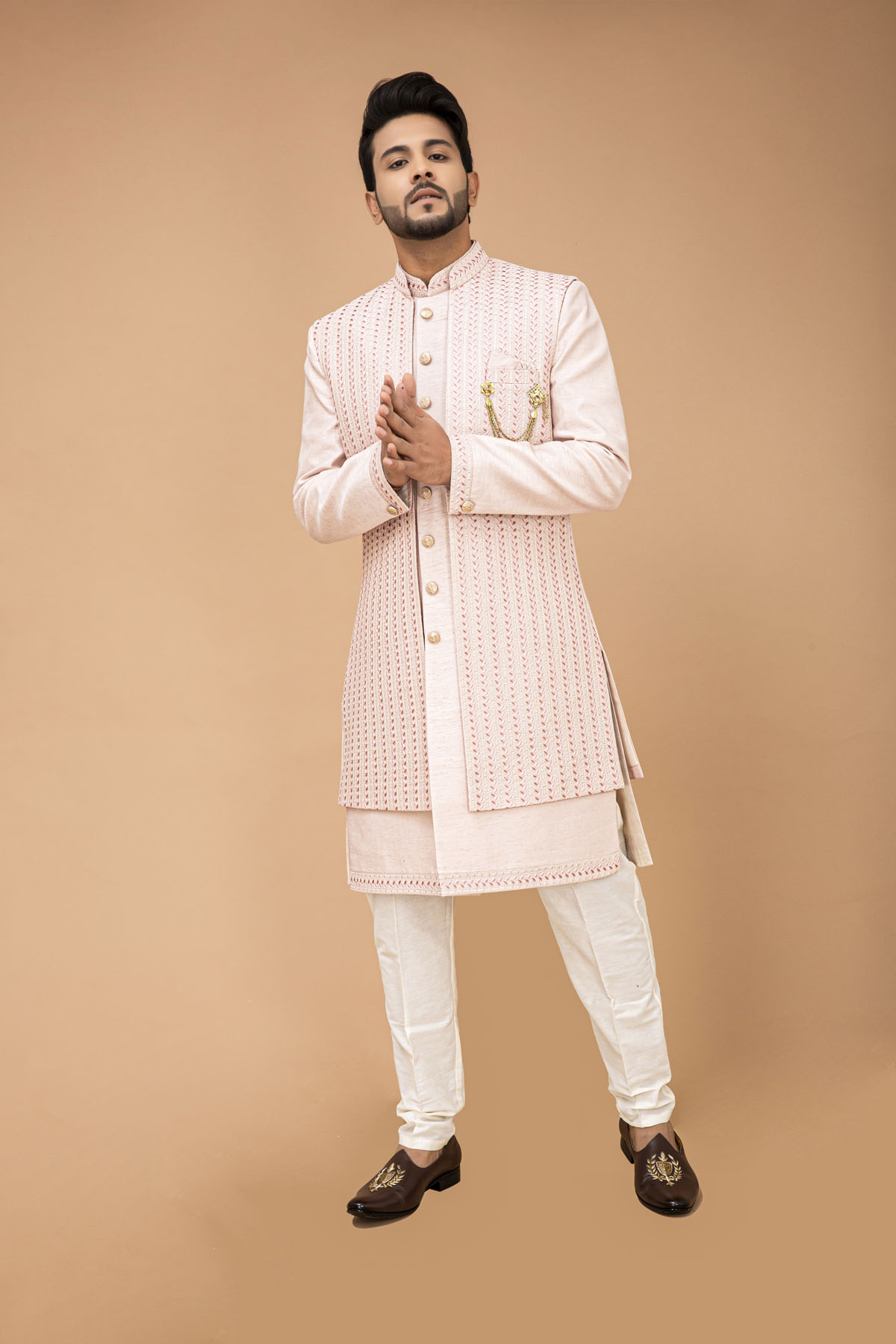 Pastel Pink Nawabi with Long jacket