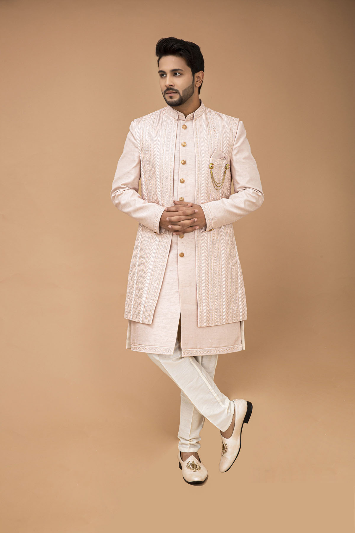 Blush Pink Nawabi with Long jacket