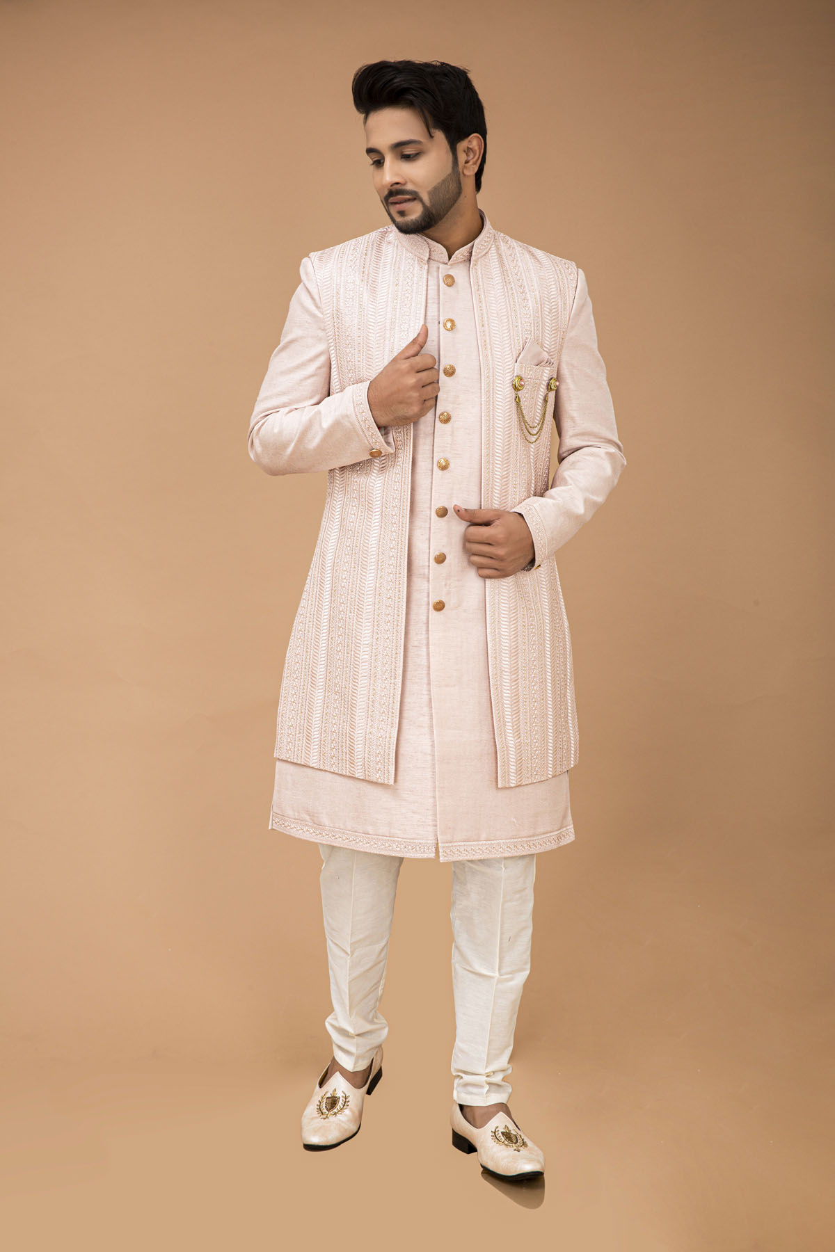 Blush Pink Nawabi with Long jacket