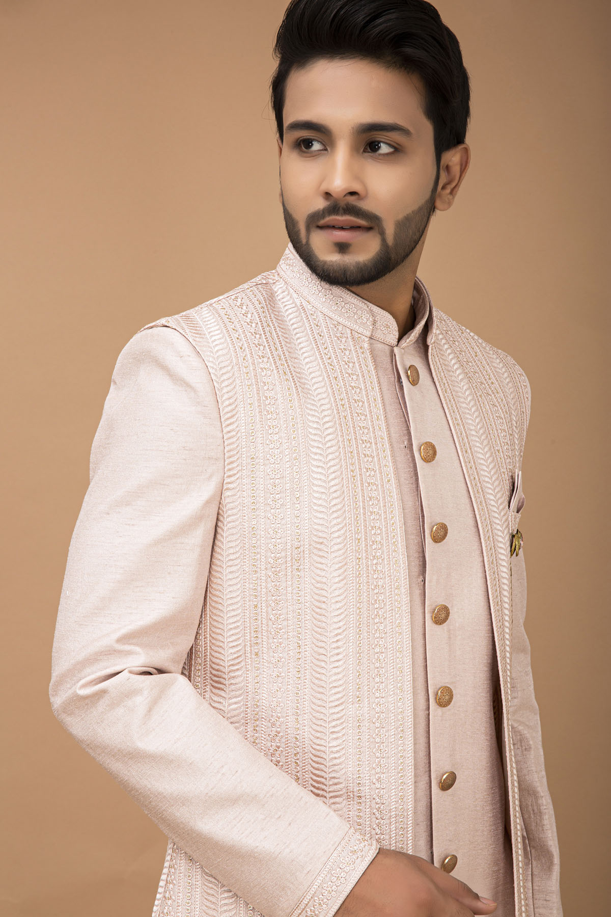 Blush Pink Nawabi with Long jacket