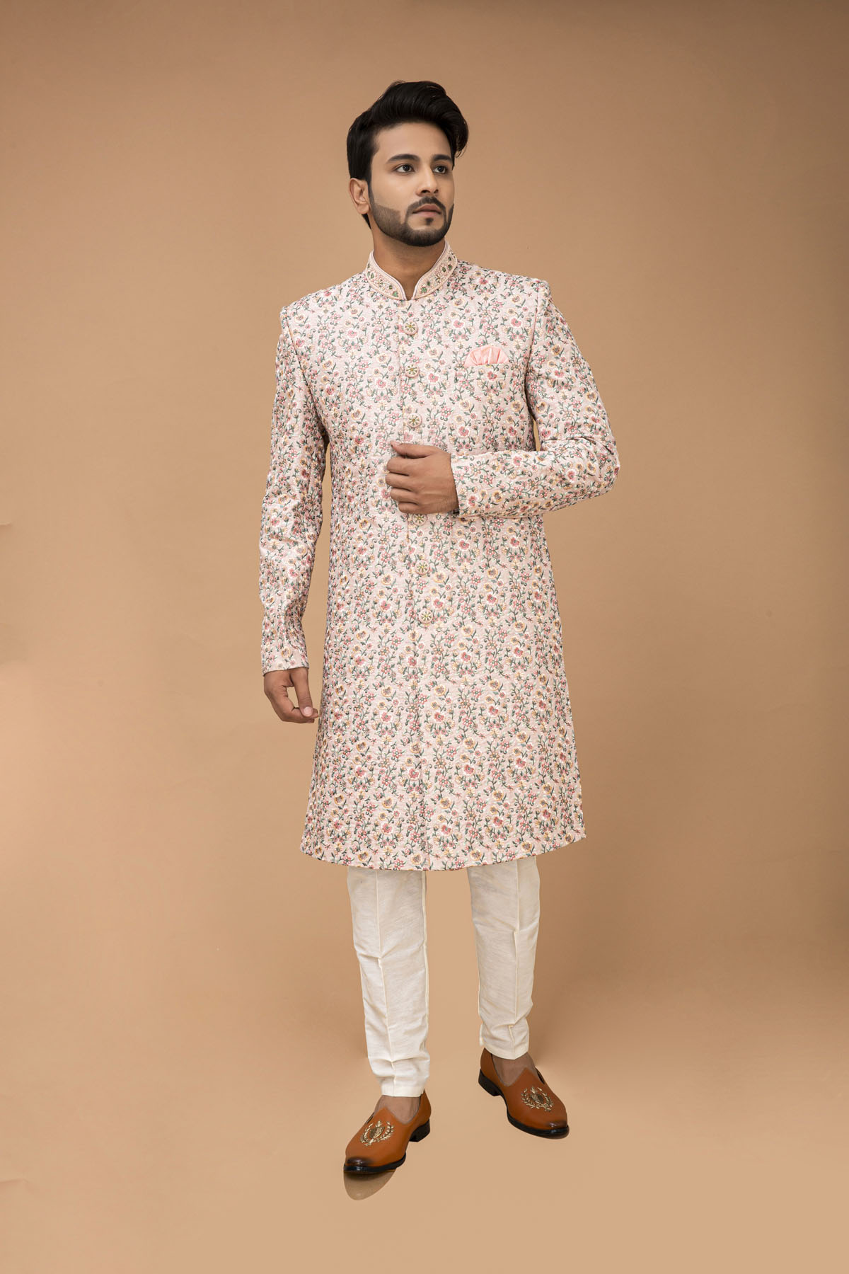 Pastel Pink with Multi Thread Sherwani