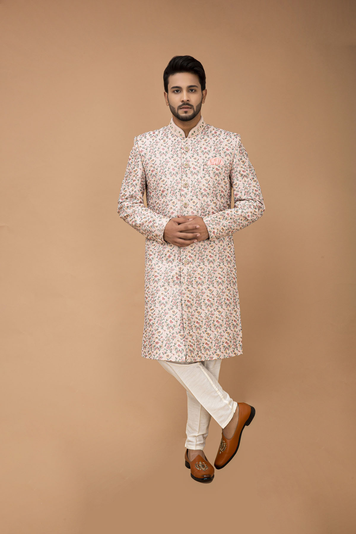 Pastel Pink with Multi Thread Sherwani