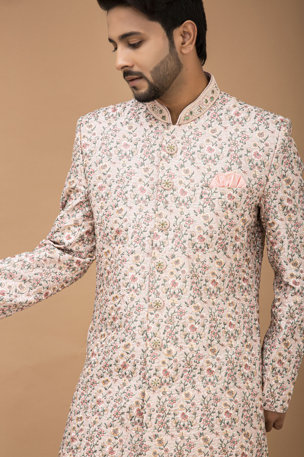 Pastel Pink with Multi Thread Sherwani