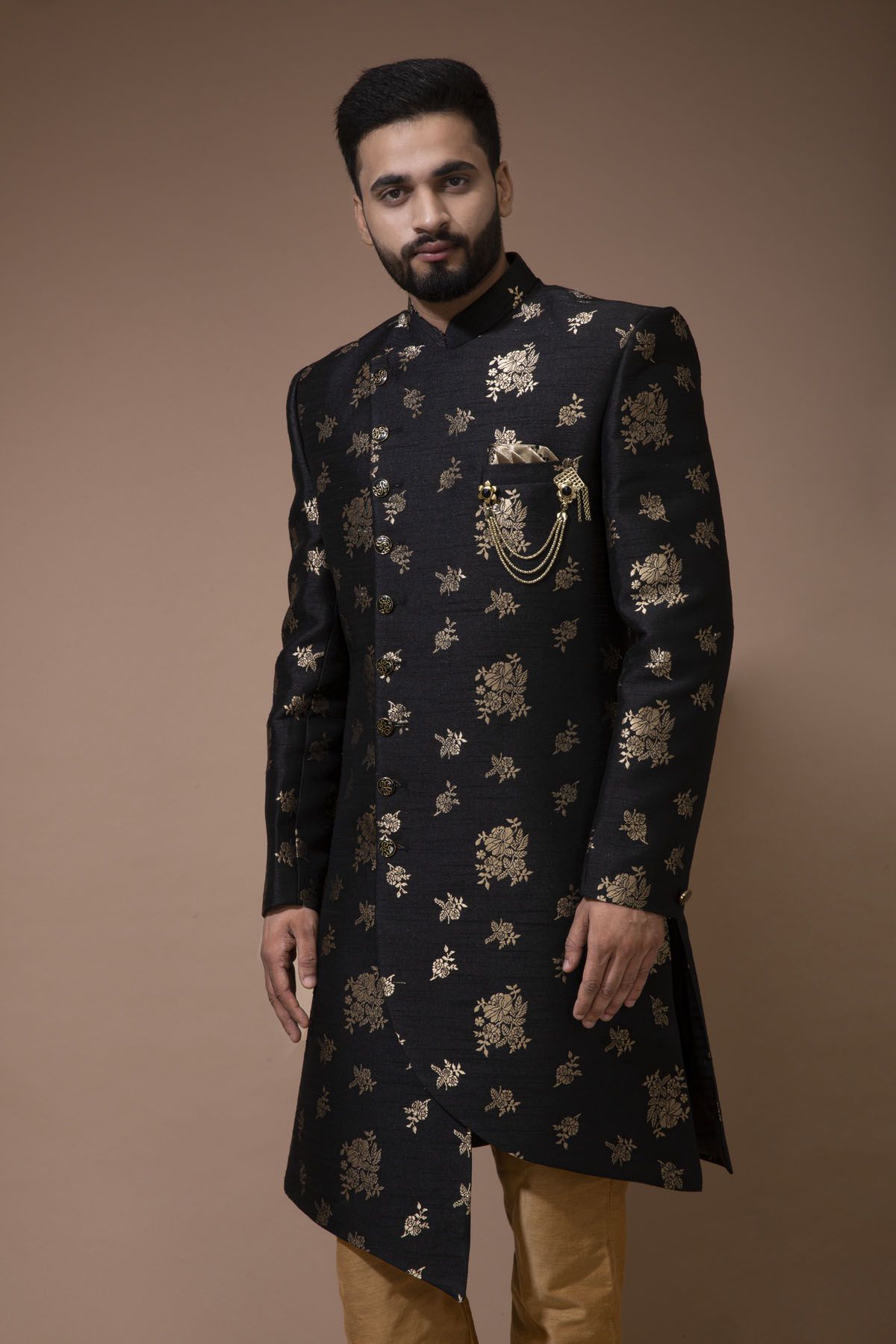 Black Floral Indowestern 