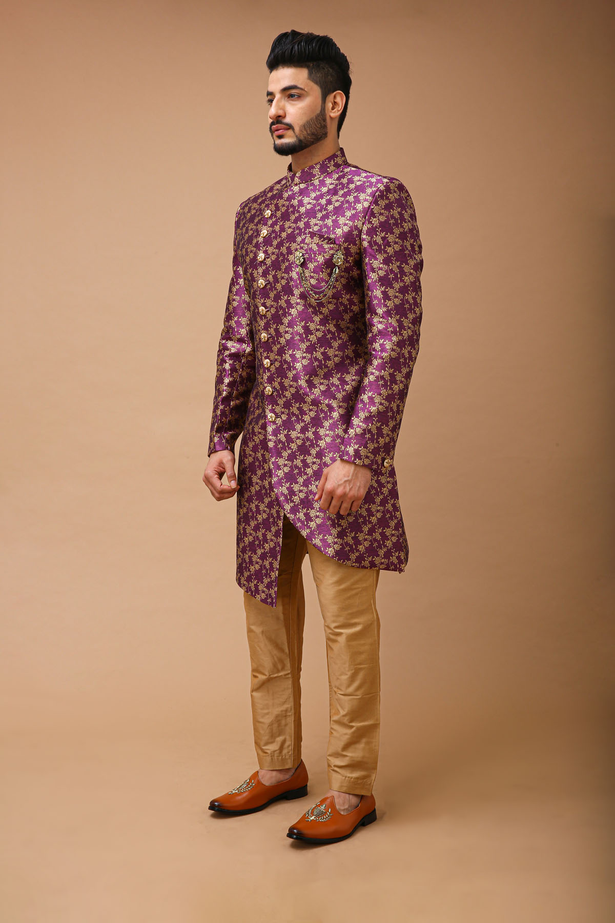 Shade of Purple Floral Indowestern