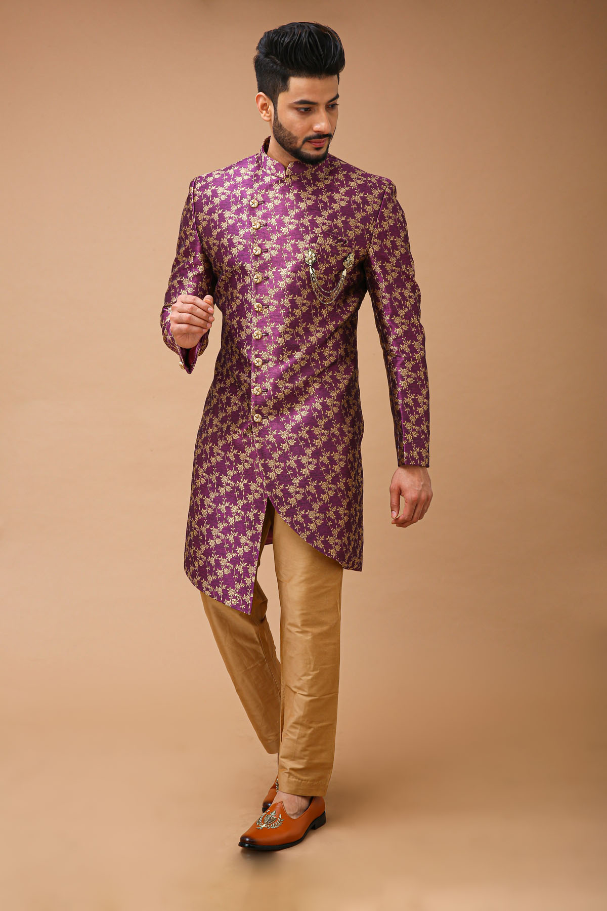 Shade of Purple Floral Indowestern