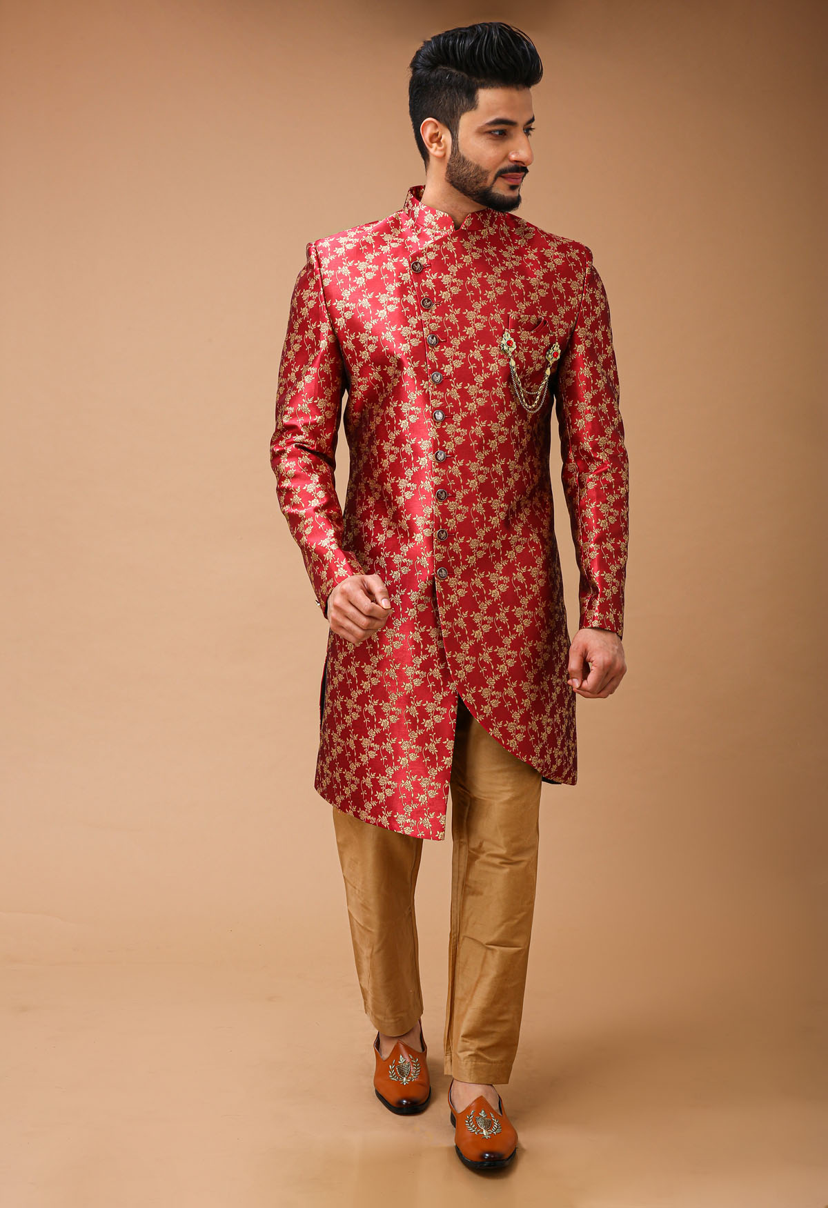 Shade of Red Floral Indowestern