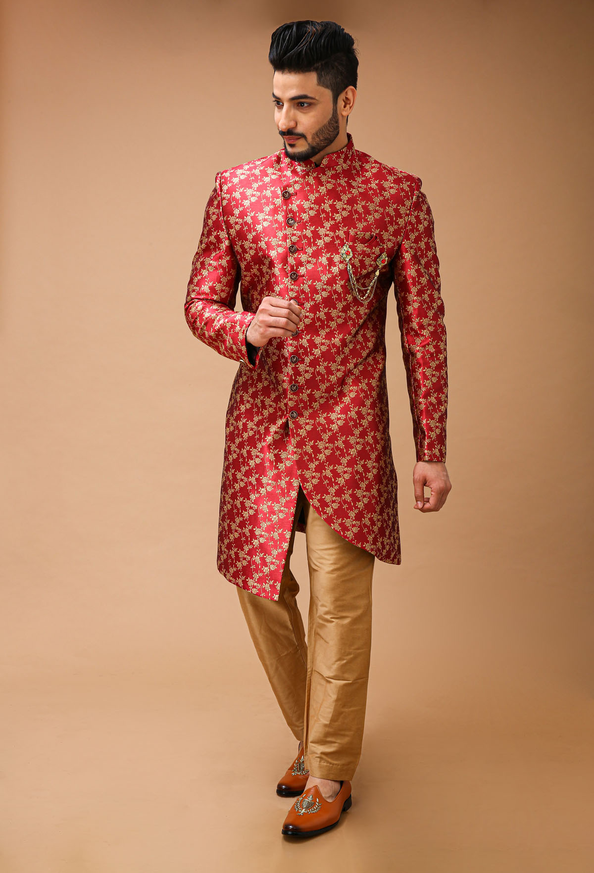 Shade of Red Floral Indowestern