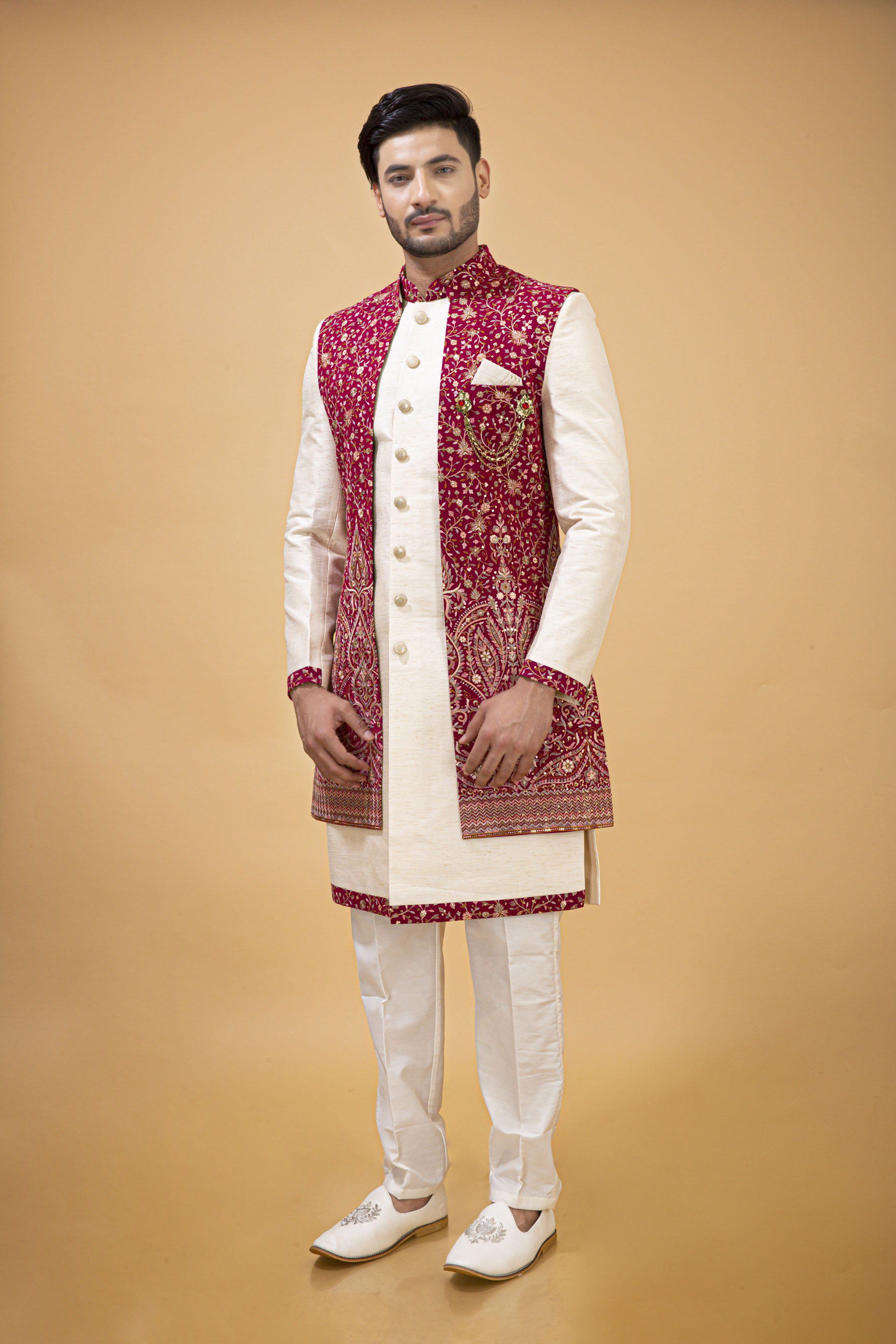 CRIMSON JACKET WITH OFFWHITE NAWABI