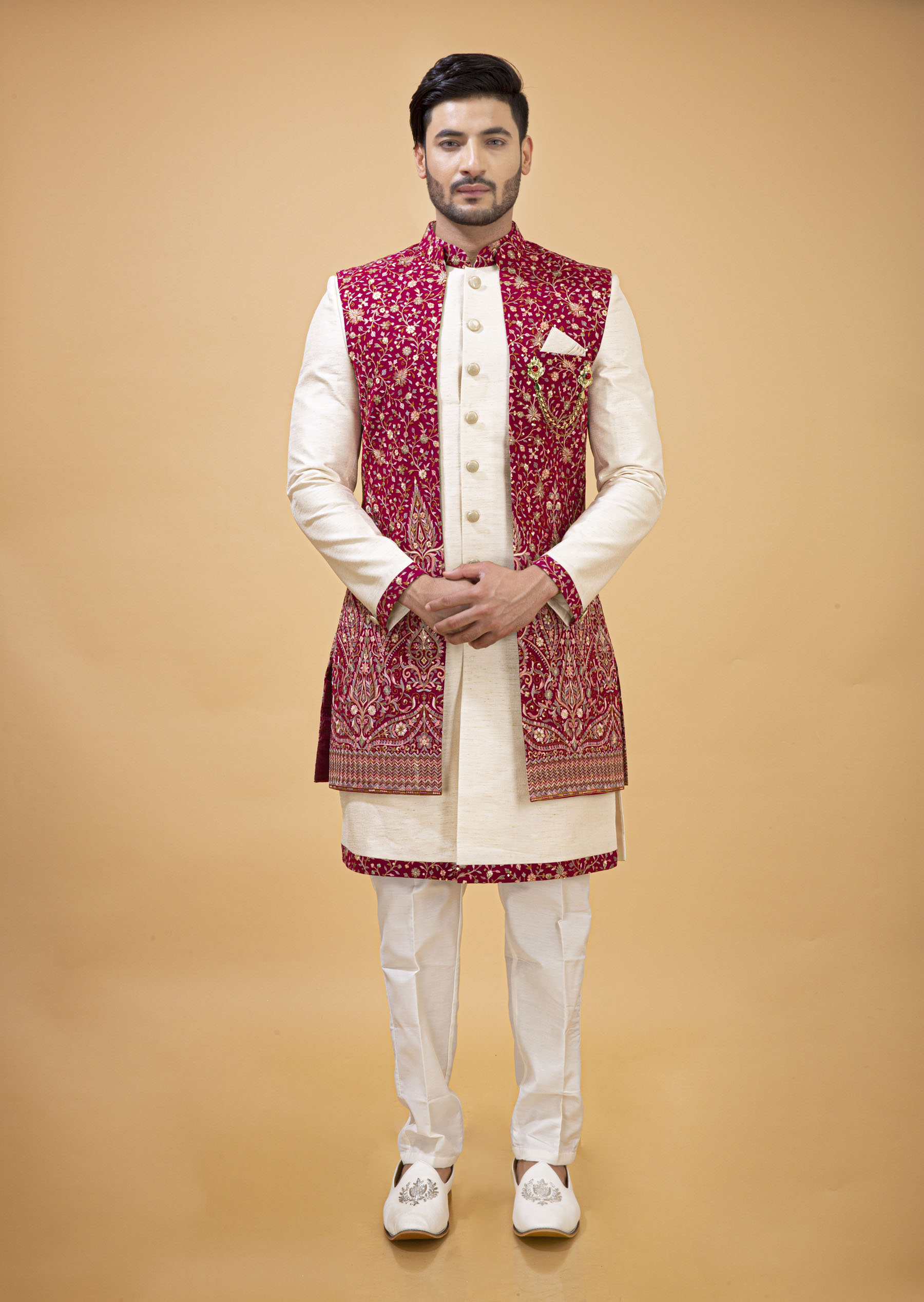 CRIMSON JACKET WITH OFFWHITE NAWABI