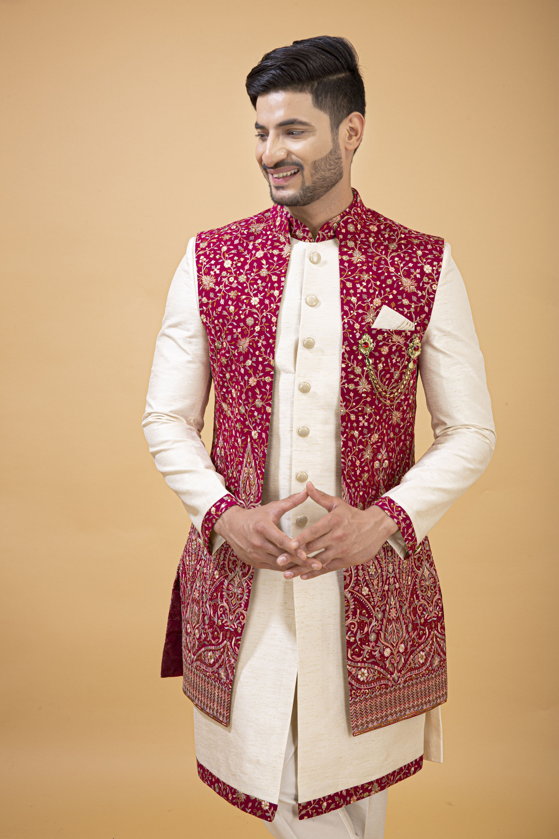 CRIMSON JACKET WITH OFFWHITE NAWABI