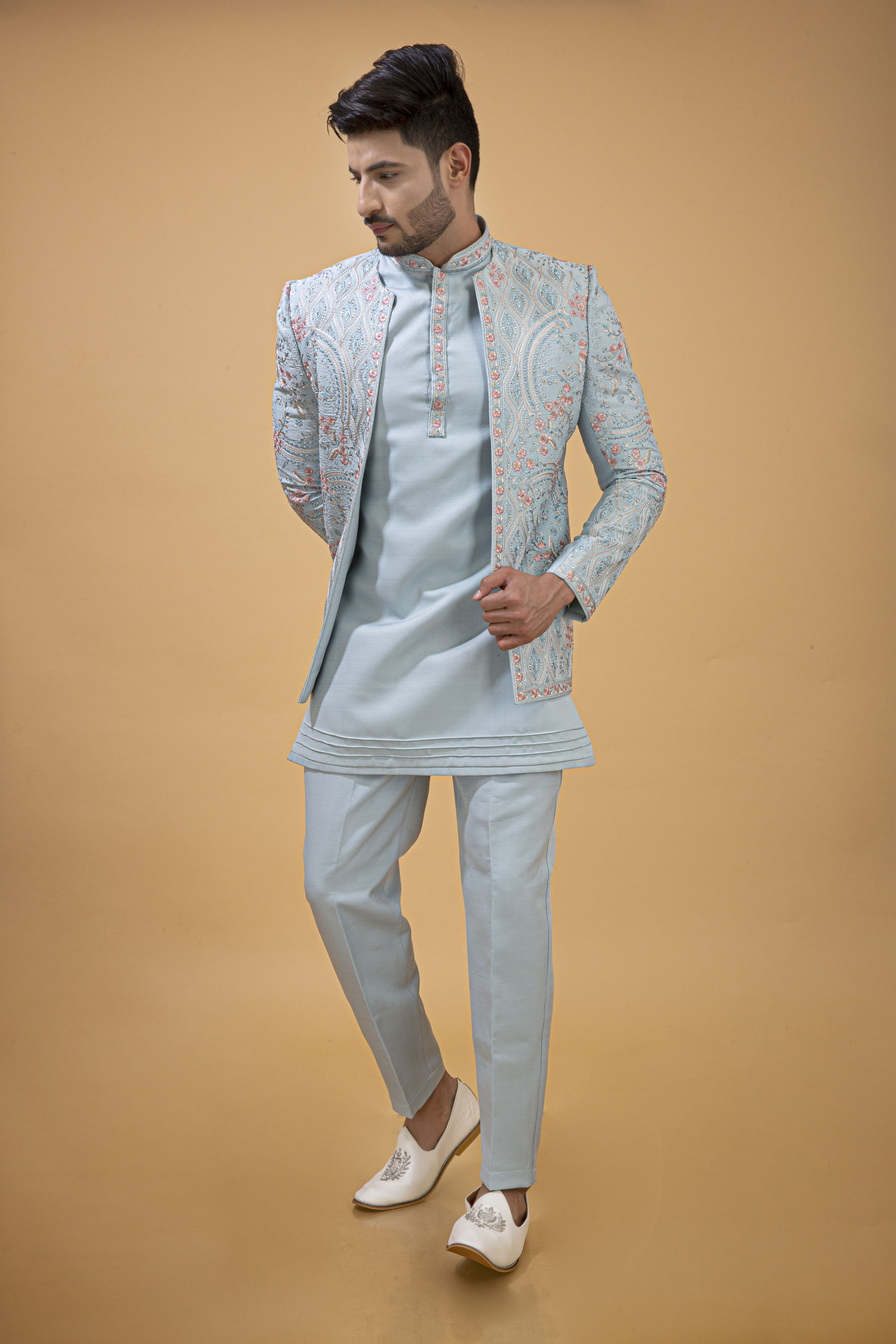 POWDER BLUE JODHPURI WITH KURTA