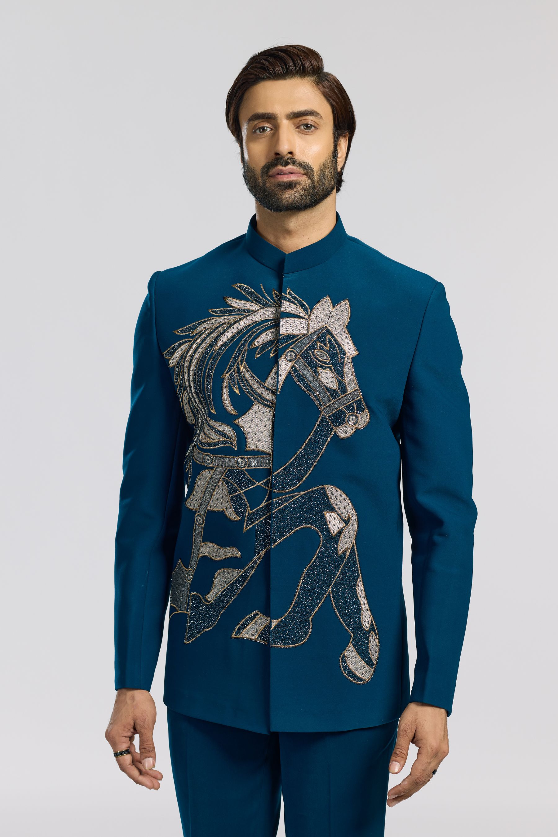 HORSE MOTIF TEAL BLUE SET 