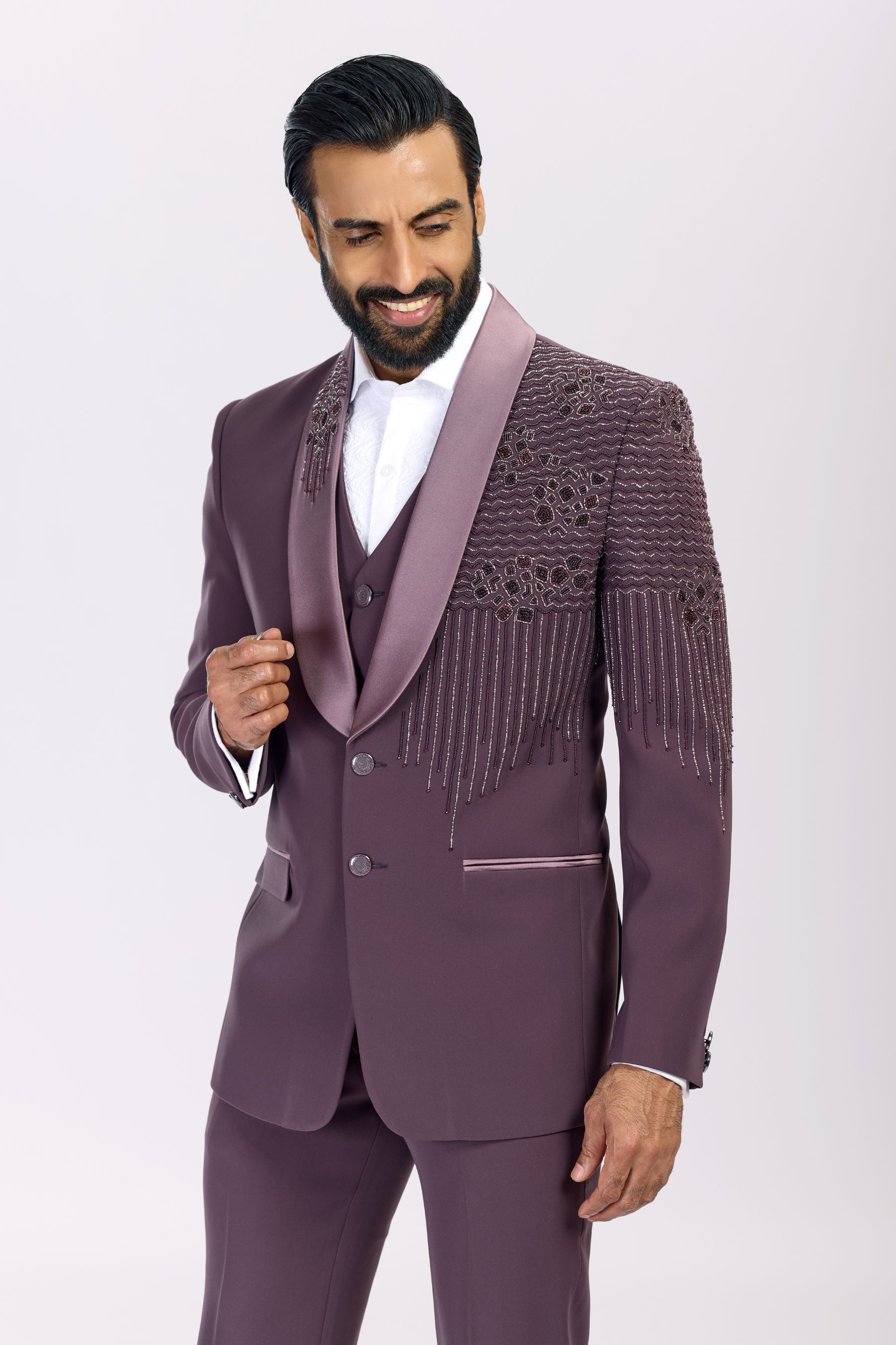 MAUVE HAND CRAFTED BLAZER SET
