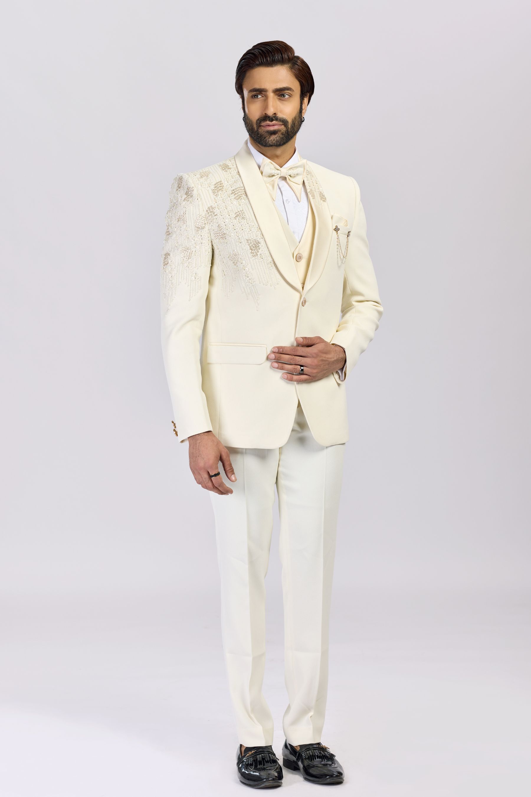 IVORY BLAZER CUT DANA WORK DESIGN 