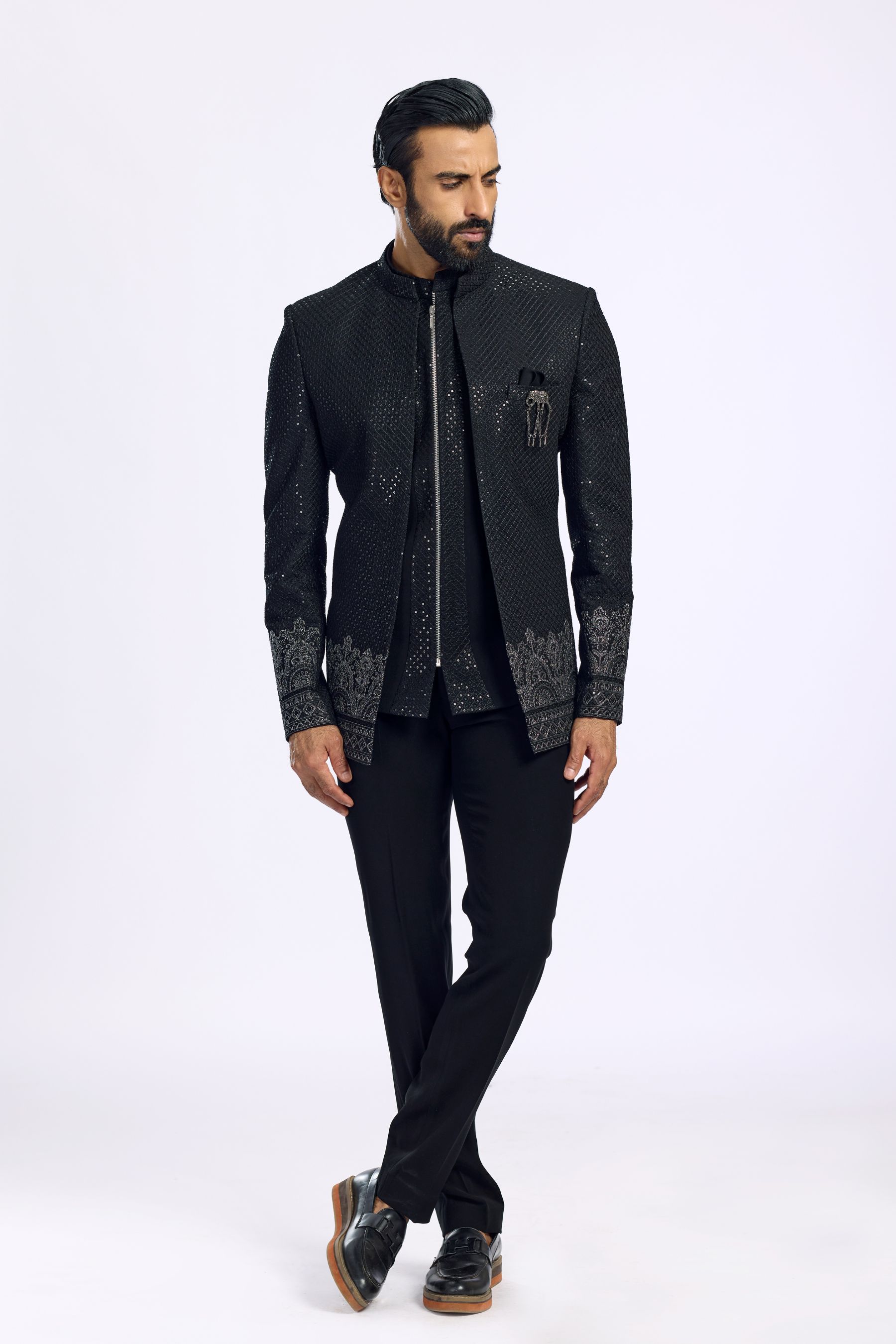 MIRROR THREAD EMBROIDERED SET