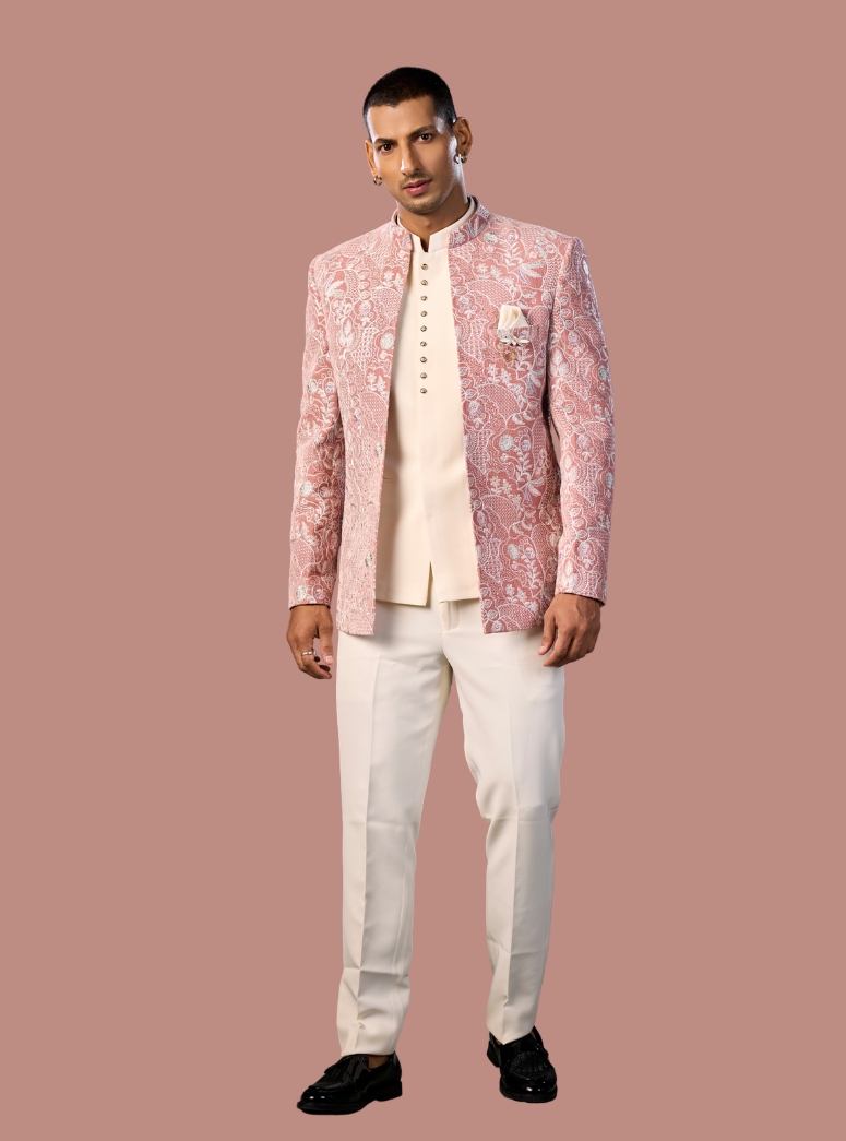 PINK ZARI JODHPURI SUIT 